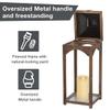 Glitzhome Lanterns Decorative Indoor, Set of 2 Mondern Farmhouse Wooden Lantern Hanging Decorative Candle Lanterns for Fireplace, Patio, Porch, Floor (No Glass) view 3