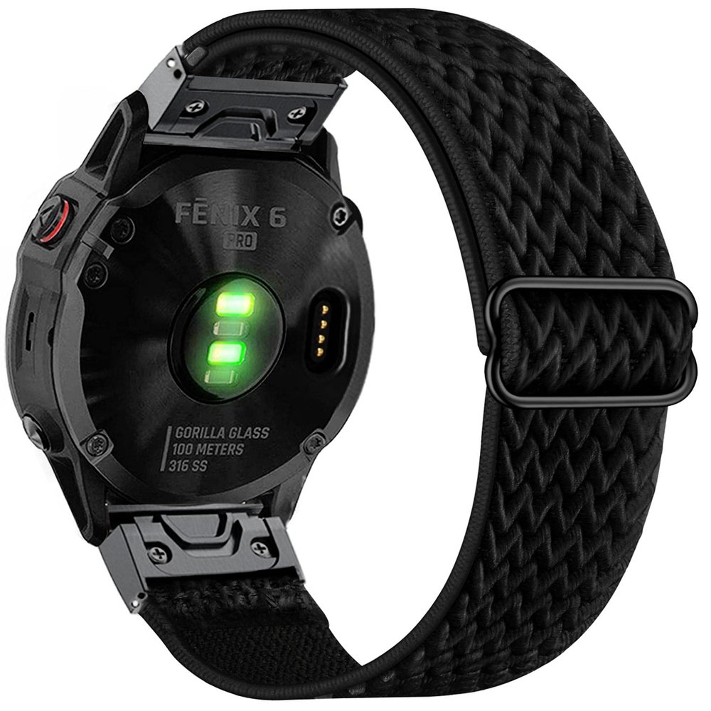 Abanen Elastic Nylon Watch Bands for Garmin epix Pro 47mm/ Fenix 7/6/5, 22mm Quick Easy Fit Soft Stretchy Wrist Strap for Approach S62/S60/S70 47mm, Quatix 6/5 (Black)