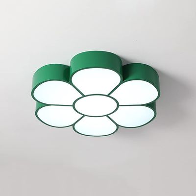 KWOKING Modern LED Ceiling Light Cartoon Flower Pattern Child Bedroom Flush Mount Ceiling Light Cute Decoration for Girls Room,Kids Bedroom (Green)