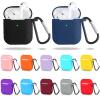 12 Pieces Headphone Silicone Protective Cases Cover with Keychain Accessories Compatible with Airpods 2 and 1 Wireless Charging Cases, Front LED Visible view 1