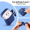 12 Pieces Headphone Silicone Protective Cases Cover with Keychain Accessories Compatible with Airpods 2 and 1 Wireless Charging Cases, Front LED Visible view 3
