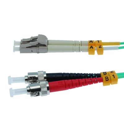 ACCL 1m LC/UPC-ST/UPC OM3 Multimode Duplex Aqua Fiber Optic Patch Cable, 1 Pack
