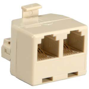 ACCL RJ11(6P4C) 1M/2F Modular T Adapter, Ivory Color, 1 Pack