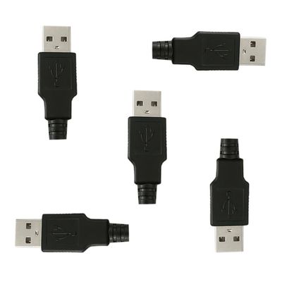 BlingKingdom 5 Sets USB Type A 4 Pin Male Jack Connectors Adapter Plug Socket Connector Solder Welding Plate for DIY USB Power Supply Breadboard