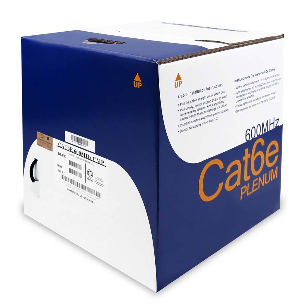 ACCL 1000Ft Cat.6 Solid Cable Plenum w/Spline (CMP) Black, 1 Pack