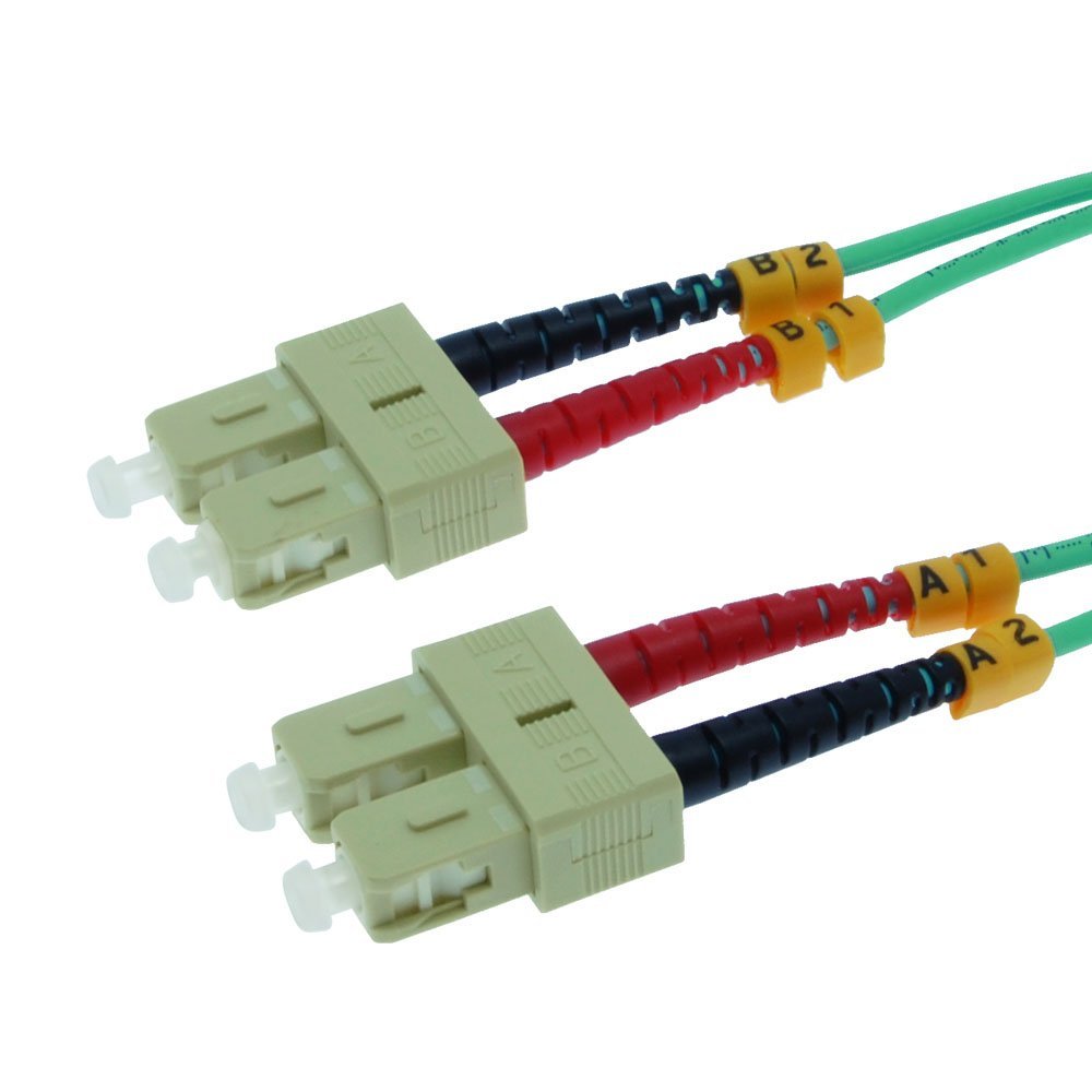 ACCL 1m SC/UPC-SC/UPC OM3 Multimode Duplex Aqua Fiber Optic Patch Cable, 1 Pack