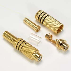 ACCL RCA Jack Metal Gold Plated Black Stripe w/Spring, 1 Pack