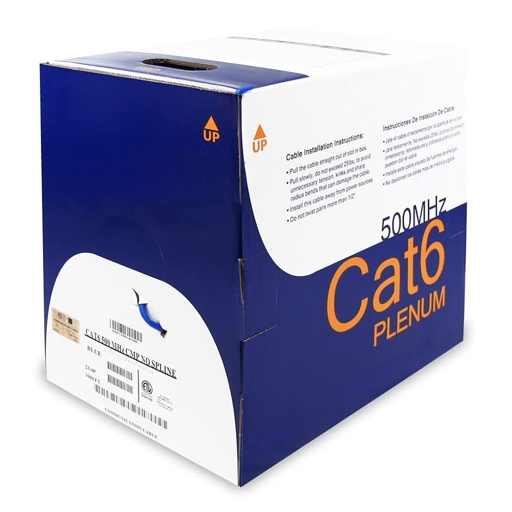 ACCL 1000Ft Cat.6 Solid Cable Plenum No Spline (CMP) Blue, 1 Pack