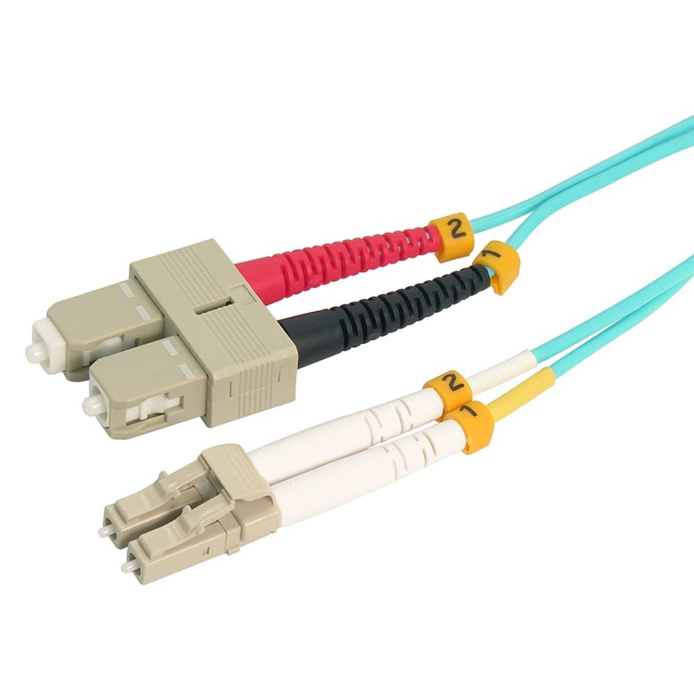 ACCL 4m LC/UPC SC/UPC OM4 Multimoide Duplex Aqua Fiber Optic Patch Cable, 1 Pack