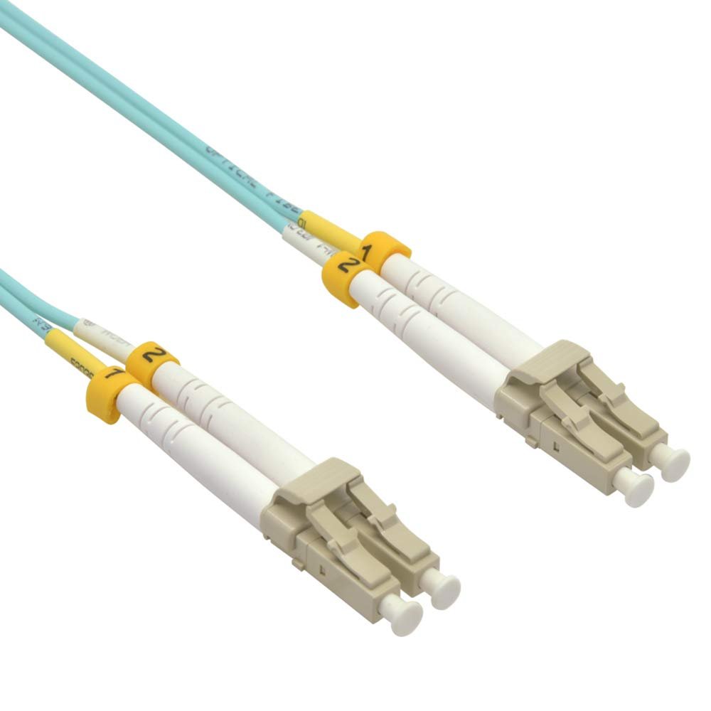 ACCL 1m LC/UPC LC/UPC OM4 Multimode Duplex Aqua Fiber Optic Patch Cable, 1 Pack