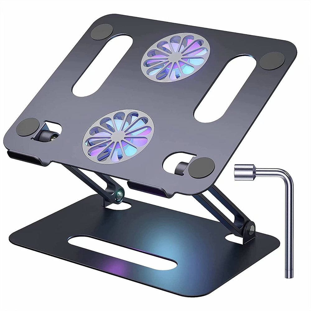 Laptop Riser for Desk, Stand Up Computer Stand for Laptop Notebook Computer Stand Adjustable Ergonomic Laptop Stand with Fan Compatible Samsung Hp Dell Etc Laptops