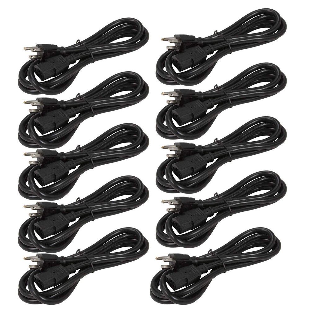 10 pack 6 ft Ballast Computer AC Power Cable 18 AWG foot Cord PSU Supply 3 prong NEW,Jikkolumlukka
