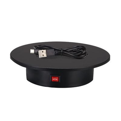 KUYUEOR 360 Degree Photography Turntable for Product Shooting,15kg Capacity,25cm Diameter,Knob Control Speed,Jewelry,Watch,Shampoo,Shoes,Bag Shooting and Dispaly-Black 25cm