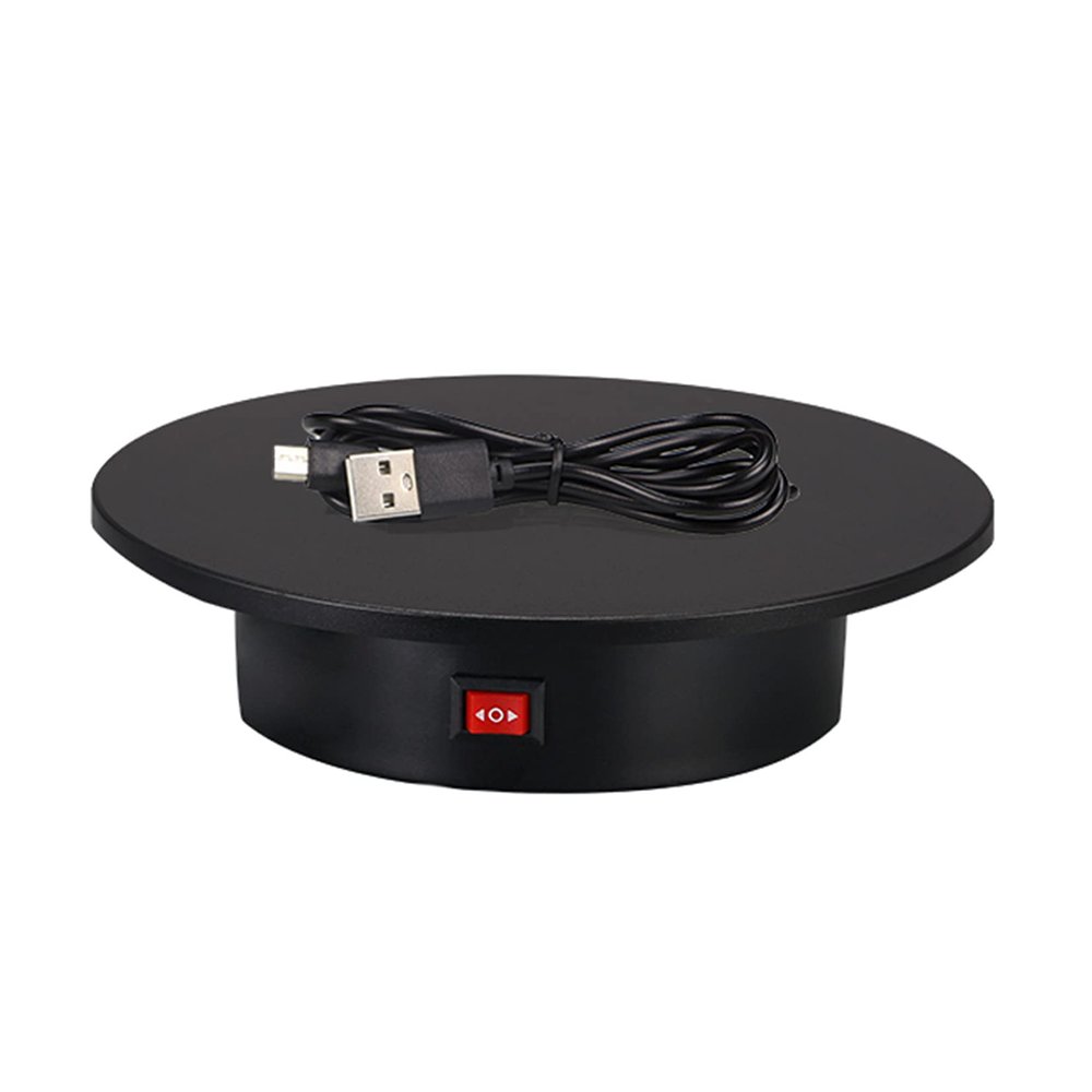 KUYUEOR 360 Degree Photography Turntable for Product Shooting,15kg Capacity,25cm Diameter,Knob Control Speed,Jewelry,Watch,Shampoo,Shoes,Bag Shooting and Dispaly-Black 25cm