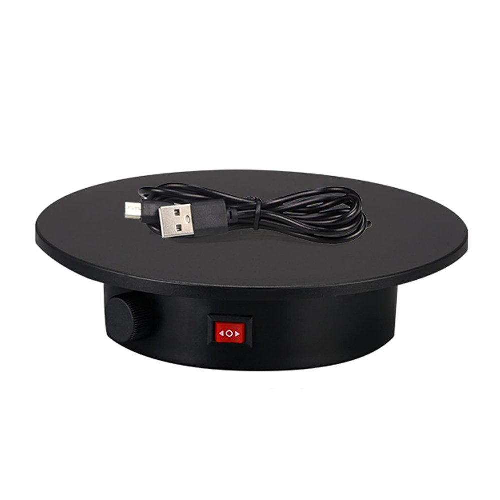 KUYUEOR -240V Motorized Rotary Turntable,360 Degree Photography Display Stand Knob Control Speed and Direction Electric Turntable 25CM Diameter 33-66 Sec Rev-Black 25cm