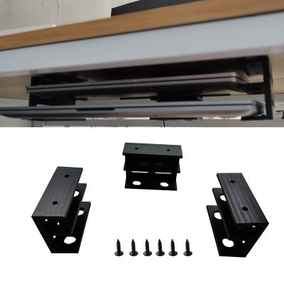 PIAOLGYI Under Desk Double Decker Laptop Holder Mount with Screw, Under Desk Laptop Mount Bracket, Add On Under Table Keyboard Storage (3 Pcs)