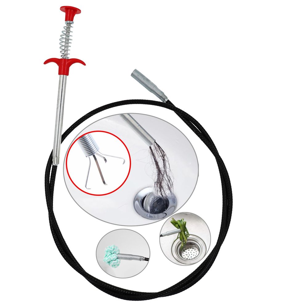 Drain Snake Drain Clog Remover Flexible Grabberable Pick Up Cleaning Tool Reacher Claw Stick, Drain Auger Grab Trash Hairs from Drain,Sink,Bathroom Tub Toilet Hose (118.1 Inch Drain Snake)