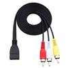 1.5m USB A Female to 3 RCA Phono AV Cable Lead PC TV Aux Audio Video Adapter view 2