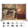 Leowefowa 3x2.5m Vinyl Christmas Backdrop Stocking Fireplace Wood Wall Backdrop Christmas Decor Photo Background for Xmas Party Kids Adult Photo Shoot Studio Props Photography Backdrops view 3