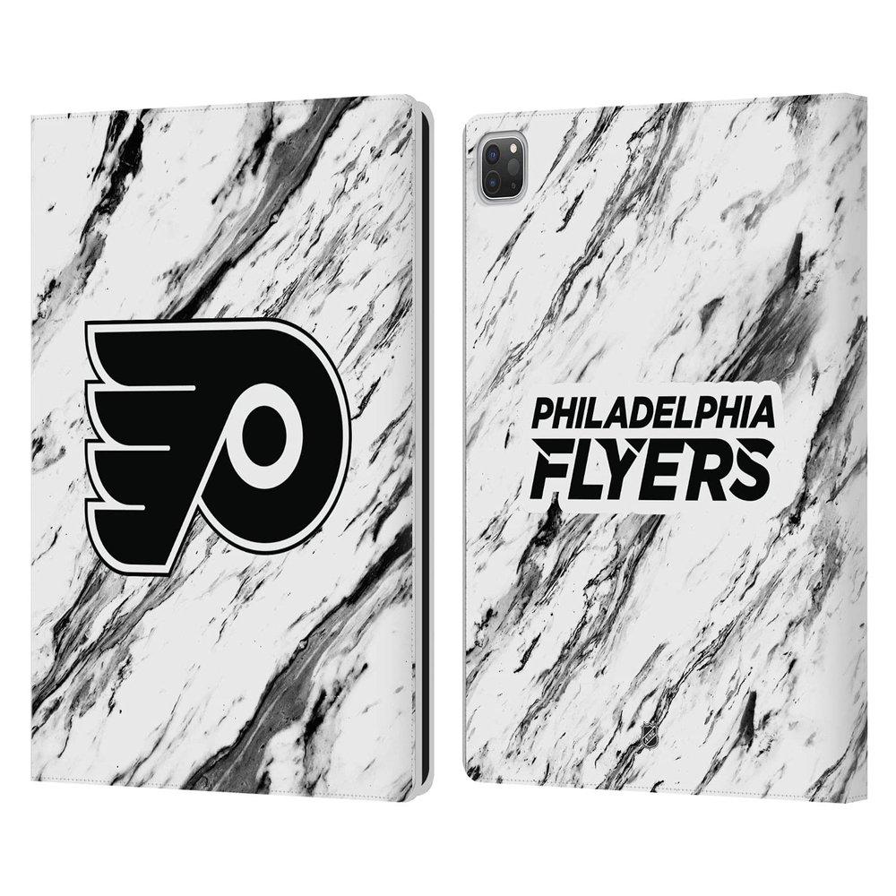 Head Case Designs Officially Licensed NHL Marble Philadelphia Flyers Leather Wallet Case Compatible with Apple iPad Pro 12.9 2020/2021/2022