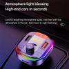 Bluetooth 5.0FM Transmitter, Wireless Radio Adapter Hands-Free Car Kit with QC 3.0 + PD 3.0 USB C Fast Charger, 7-Color Backlit, Support TF Card and USB view 2