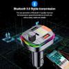 Bluetooth 5.0FM Transmitter, Wireless Radio Adapter Hands-Free Car Kit with QC 3.0 + PD 3.0 USB C Fast Charger, 7-Color Backlit, Support TF Card and USB view 3