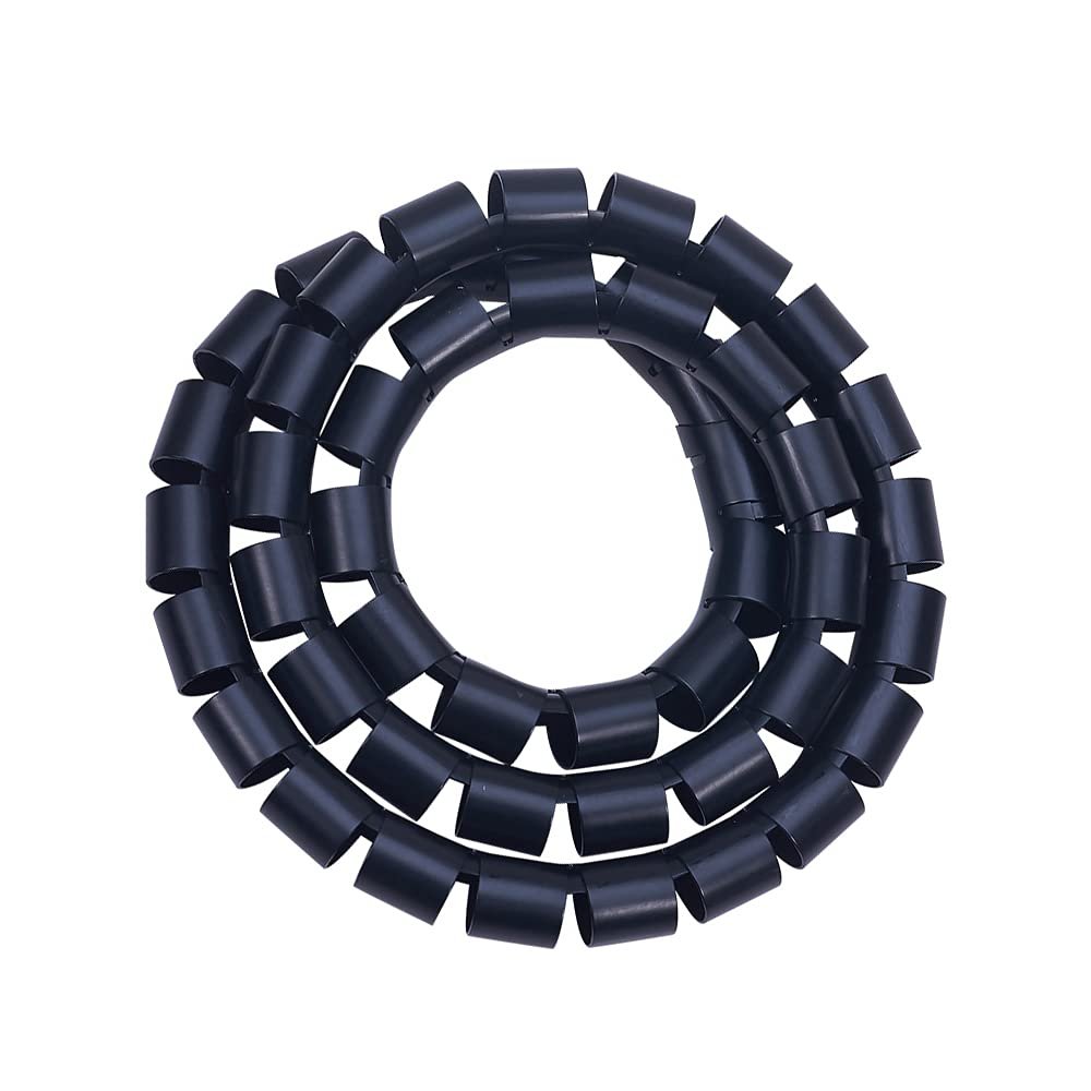 Aicosineg PE Spiral Cable Wrap Cord 20mm (Wrapping Range:8mm-42mm) for Computer Electrical Wire Organizer Sleeve Hose 1m Black 1Pcs