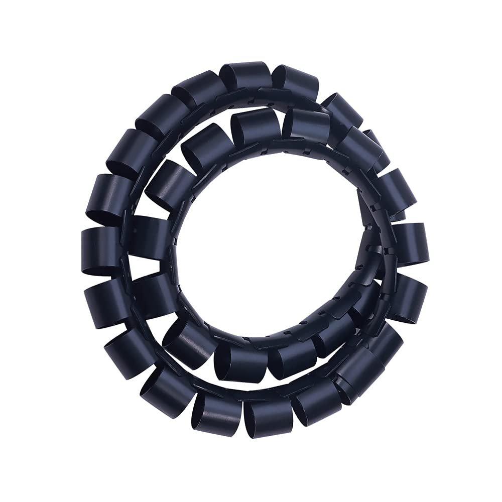 Aicosineg PE Spiral Cable Wrap Cord 30mm (Wrapping Range:8mm-42mm) for Computer Mechanical Equipments Electrical Wire Organizer Sleeve Hose 1.5m Black 1Pcs