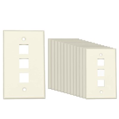 NewYork Cables - 3 Port Keystone Wall Plate (10-Pack), Single Gang Low Profile Ethernet Wall Plate for Rj45 Keystone Jack and Modular Inserts Off White