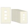 NewYork Cables - 3 Port Keystone Wall Plate (10-Pack), Single Gang Low Profile Ethernet Wall Plate for Rj45 Keystone Jack and Modular Inserts Off White view 1