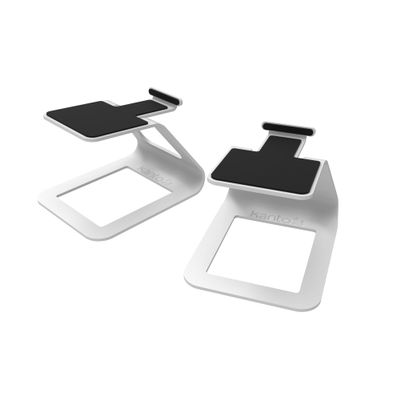 Kanto SE2 Elevated Desktop Speaker Stands for Small Speakers & Compact 2-3 Studio Monitors | 3.8 Tall | Supports 7.1 lbs | Damping 1.5 mm Silicone Padding | Pair | White