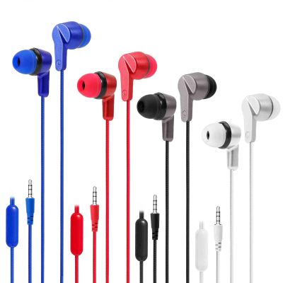 UrbanX Set of 4 R2 Wired in-Ear Headphones with Mic for Realme C15 Qualcomm Edition with Tangle-Free Cord, Noise Isolating Earphones, Deep Bass, in-Ear Bud Silicone Tips