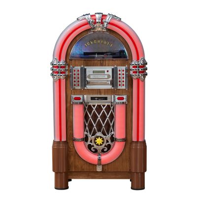 Arkrocket Taurus II Jukebox Vinyl Record Player Bluetooth USB SD CD Player Radio Retro Turntable Classic Jukebox 42 inch (Taurus II - Dark Oak)