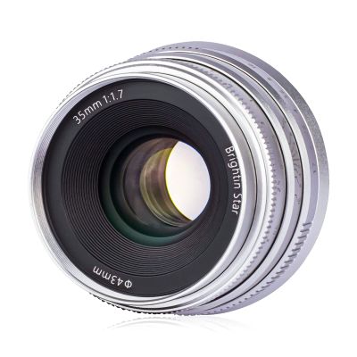 Brightin Star 35mm F1.7 Lens for Fujifilm XF-Mount Mirrorless Cameras, APS-C Manual Focus Large Aperture Prime Humanistic Lens Fit for XT5, XT4, XT30, XPRO3/2, XT200, XS10, XA7, XE4, XH1(Silver)