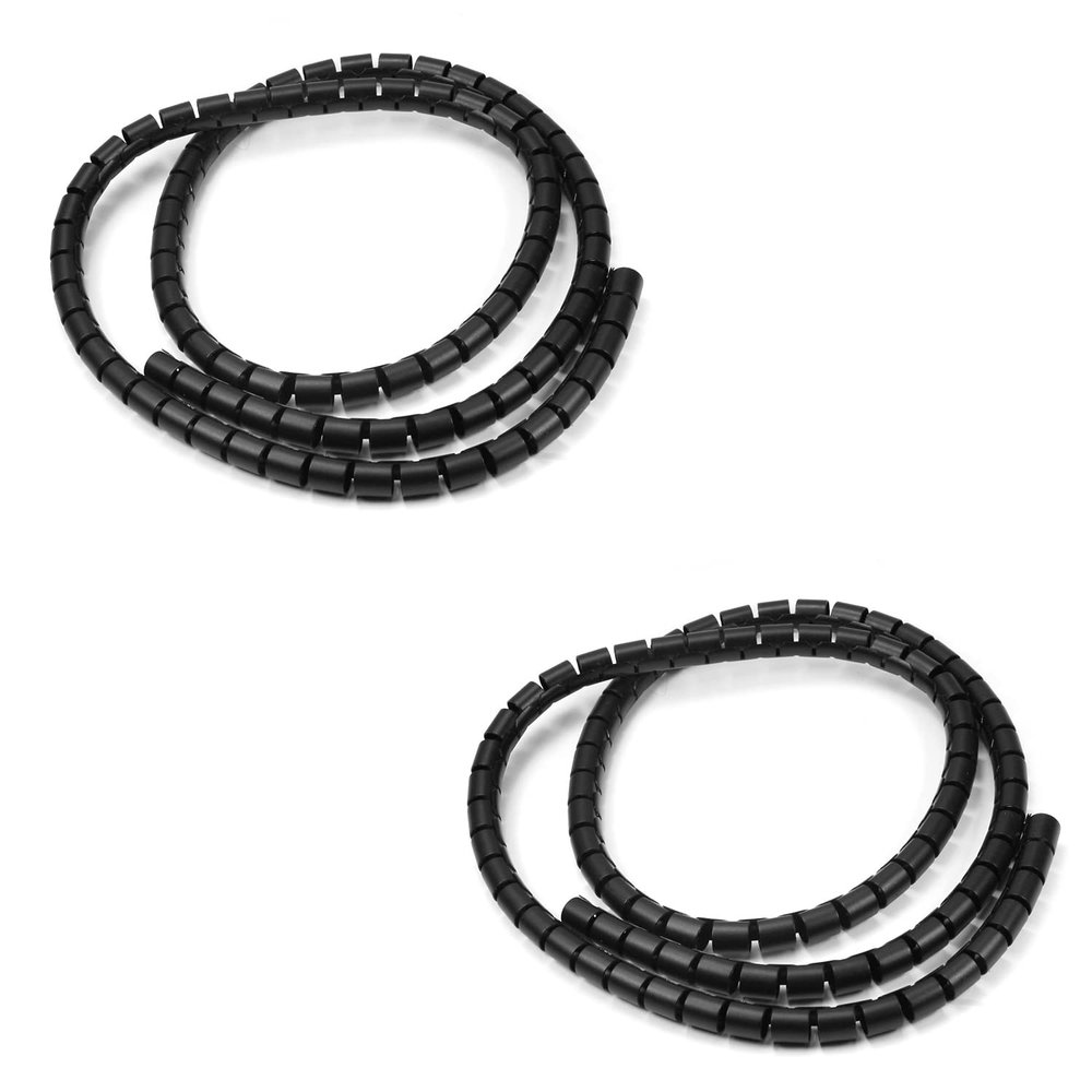 Aicosineg PE Spiral Cable Wrap Cord 10mm (Wrapping Range:8mm-42mm) for Computer Construction Electronic Industry Electrical Wire Organizer Sleeve Hose 1m Black 2Pcs