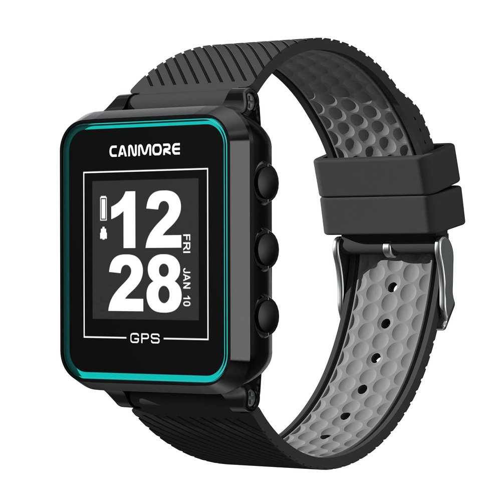 CANMORE TW353 Golf GPS Watch for Men and Women, High Contrast LCD Display, Free Update Over 41,000 Preloaded Courses Worldwide, Lightweight Essential Golf Accessory for Golfers, Black/Gray/Turquoise