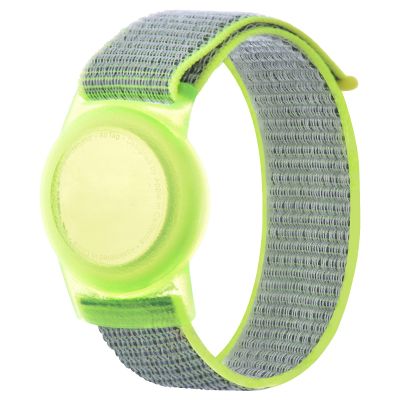 Kids Wristband Compatible with Apple AirTag, Protective Case for Air Tag GPS Tracker Holder with Nylon Bracelet, Adjustable Anti Lost Watch Band for Toddler Child Elder(Yellow)