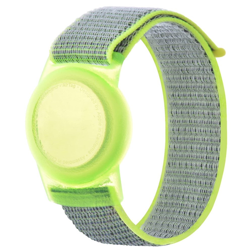 Kids Wristband Compatible with Apple AirTag, Protective Case for Air Tag GPS Tracker Holder with Nylon Bracelet, Adjustable Anti Lost Watch Band for Toddler Child Elder(Yellow)