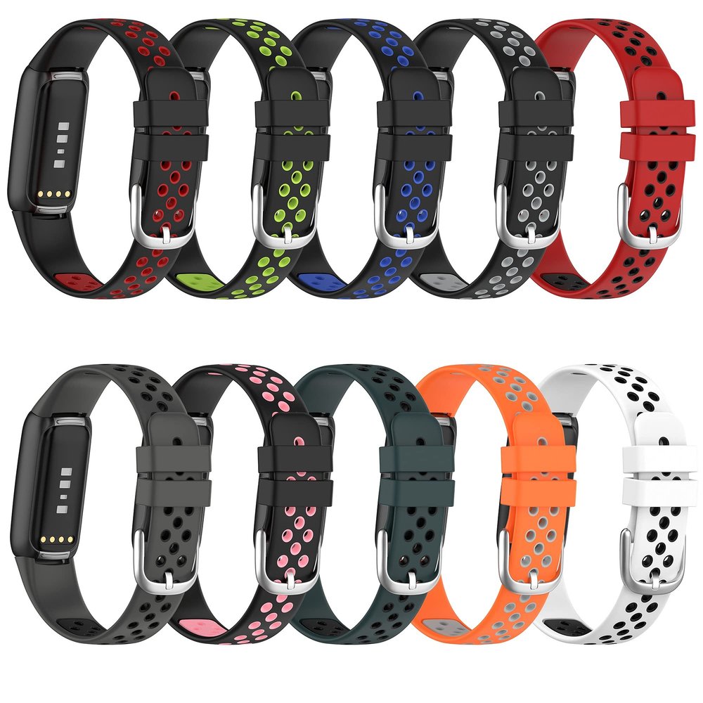 [10Pack] Compatible with Fitbit Luxe Bands Women Men, Breathable Soft Replacement Sport Silicone Band Accessories Strap with Air Holes