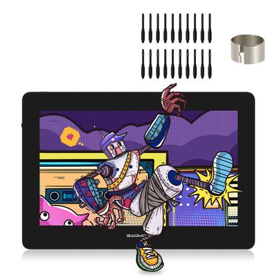 GAOMON PD1320 13.3 Inch Pen Display & Extra 20 Nibs -120% sRGB Full-Laminated Graphics Drawing Tablet with Tilt Support and Adjustable Leather Stand - for Windows Mac Android OS