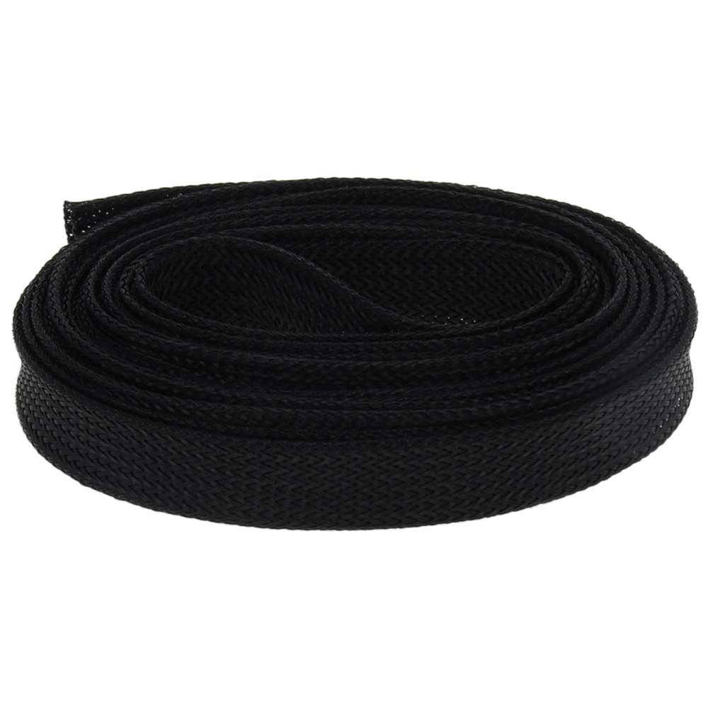 Bettomshin 1Pcs Length 9.9 Feet PET Braided Cable Sleeve,Width 12mm Expandable Braided Sleeve for Sleeving Protect and Beautify The Industrial Field -Protect Cat from Chewing Cords Black