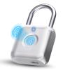 Pothunder Fingerprint Padlock, Smart Padlock, Locker Lock, Biometric Metal Keyless Fingerprint Lock, USB Rechargeable, for Gym Locker, Locker, Luggage, Backpack(Silver) view 1