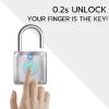 Pothunder Fingerprint Padlock, Smart Padlock, Locker Lock, Biometric Metal Keyless Fingerprint Lock, USB Rechargeable, for Gym Locker, Locker, Luggage, Backpack(Silver) view 2