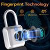 Pothunder Fingerprint Padlock, Smart Padlock, Locker Lock, Biometric Metal Keyless Fingerprint Lock, USB Rechargeable, for Gym Locker, Locker, Luggage, Backpack(Silver) view 3