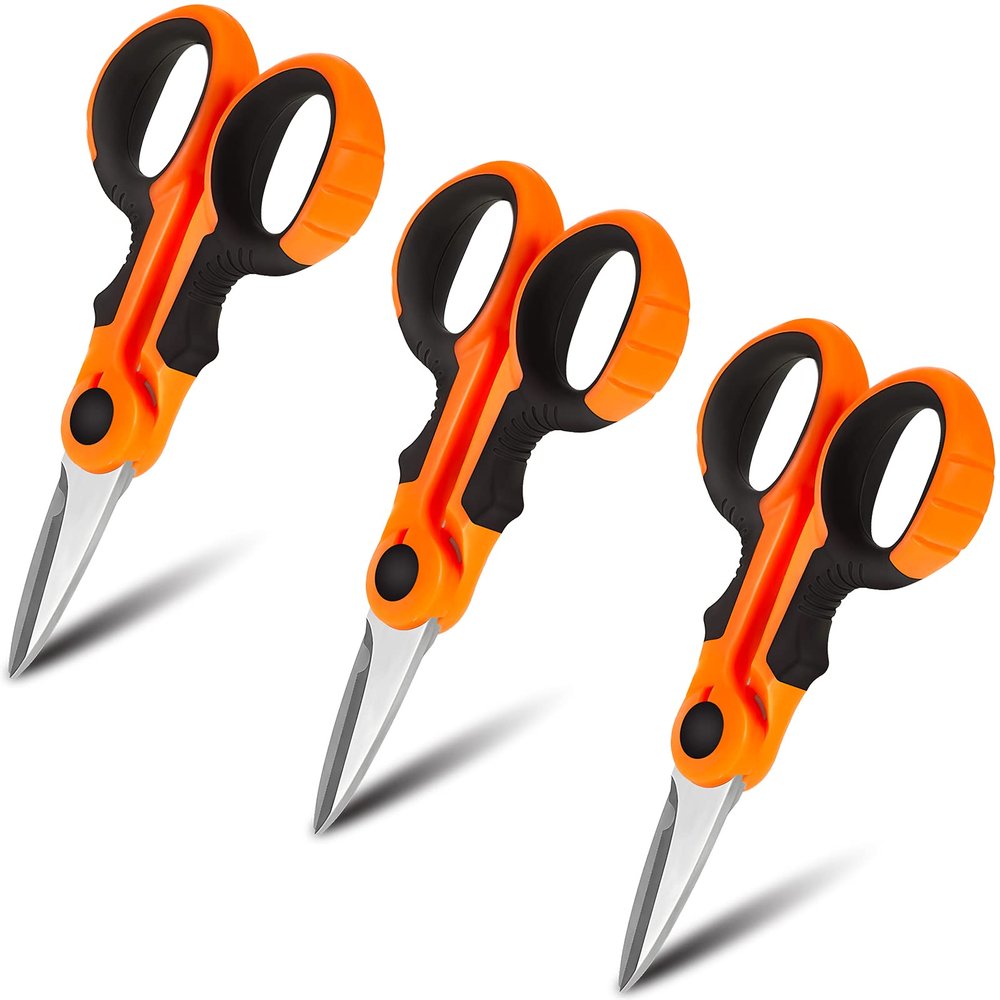 Honoson 3 Pcs 5.7" Fishing Scissors Braided Line Cutters Fishing Heavy Duty 3cr13 Non Slip Serrated Edge Scissors Saltwater Freshwater Braid Multi Function Cutter for Trimming (Orange)