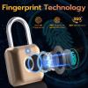 Pothunder Fingerprint Padlock, Smart Padlock, Locker Lock, Biometric Metal Keyless Fingerprint Lock, USB Rechargeable, for Gym Locker, Luggage, Backpack(Placer Gold) view 3