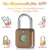 Pothunder Fingerprint Padlock, Smart Padlock, Locker Lock, Biometric Metal Keyless Fingerprint Lock, USB Rechargeable, for Gym Locker, Luggage, Backpack(Placer Gold) view 4