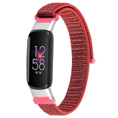 KangPlus Sport Watch Band Compatible with Fitbit Luxe,Slim Sport Comfortable Wristbands Nylon Watch Straps Accessories Adjustable 5.5-7.9 inch for Women Girl - Red