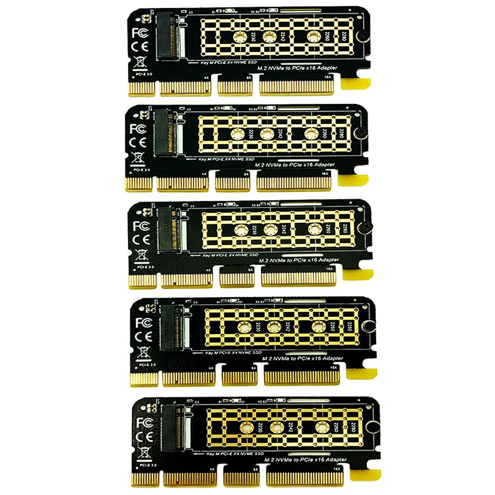5PCS M.2 NVME Adapter M.2 M2 NVME PCIE to M2 Adapter PCI Express X16 X8 X4 Raiser SSD M.2 PCI-E Expansion Card for 2230-2280 SSD