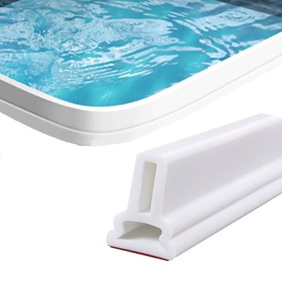 AWERQ Shower Threshold Strip, Silicone Shower Shield Water Barrier, Shower Water Dam Strip for Bathroom Kitchen Wet and Dry Separation, Threshold Water Dam, Bathtub Caulk Strip White, Self Adhesive